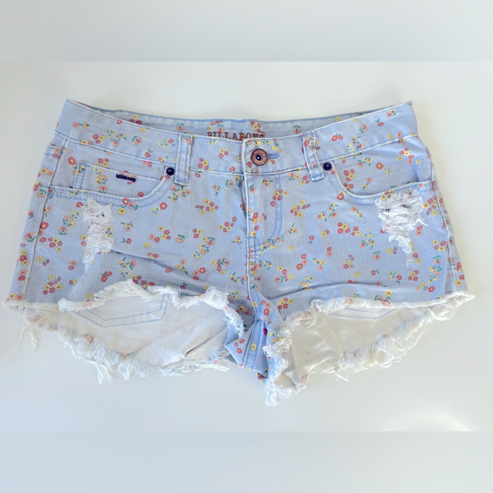 Floral printed jeans shorts